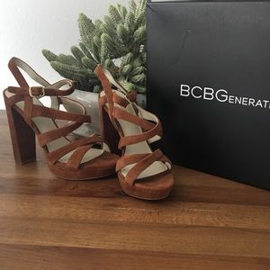 BCBG Morgan High Heel Platform Sandal Chunk Heel